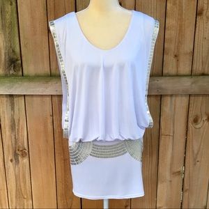 Solution White Dress w/Gold Embellishments NWT